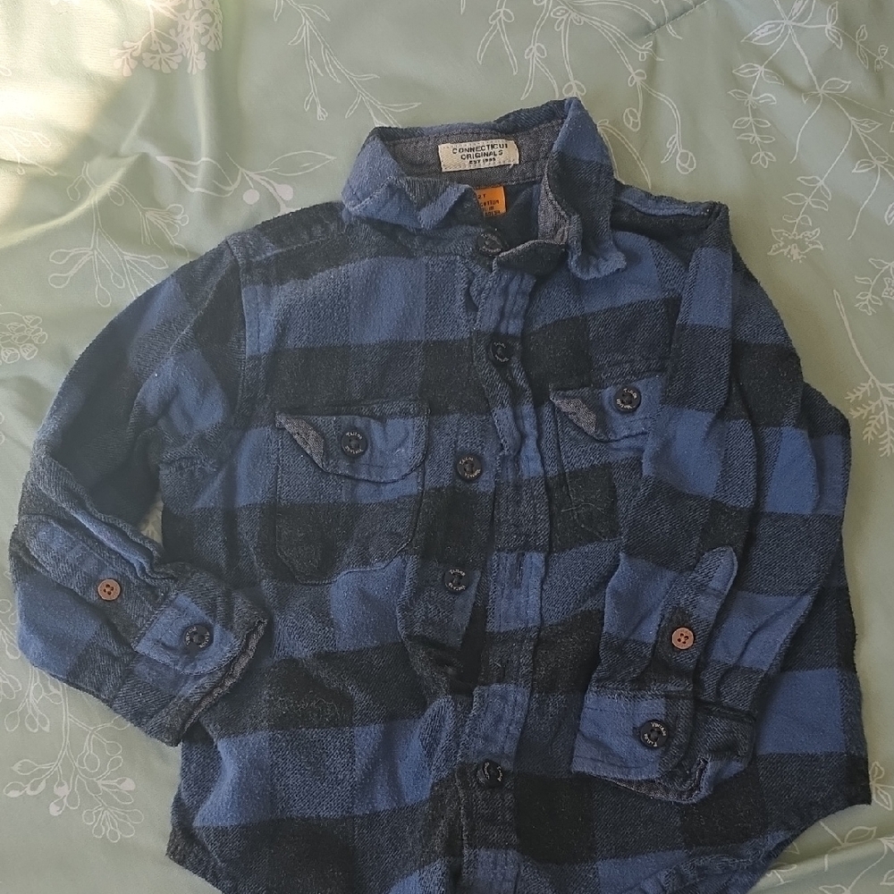 Blue and Black Plaid Kids Shirt